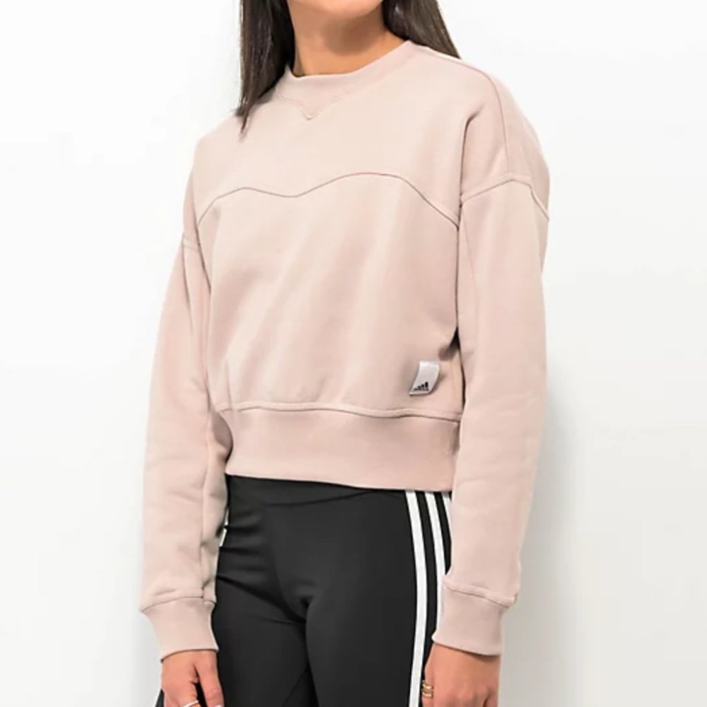 Adidas Taupe Crop Crewneck Sweatshirt